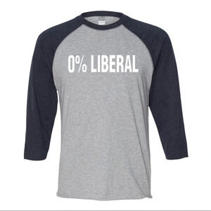 NEW LAT Apparel Unisex 3/4 Sleeve “0% Percent LIBERAL” Baseball Shirt